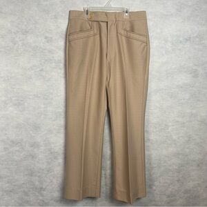 Vintage 70s Mens Polyester Beige Slacks Pants 34 X 30 Disco Flaw